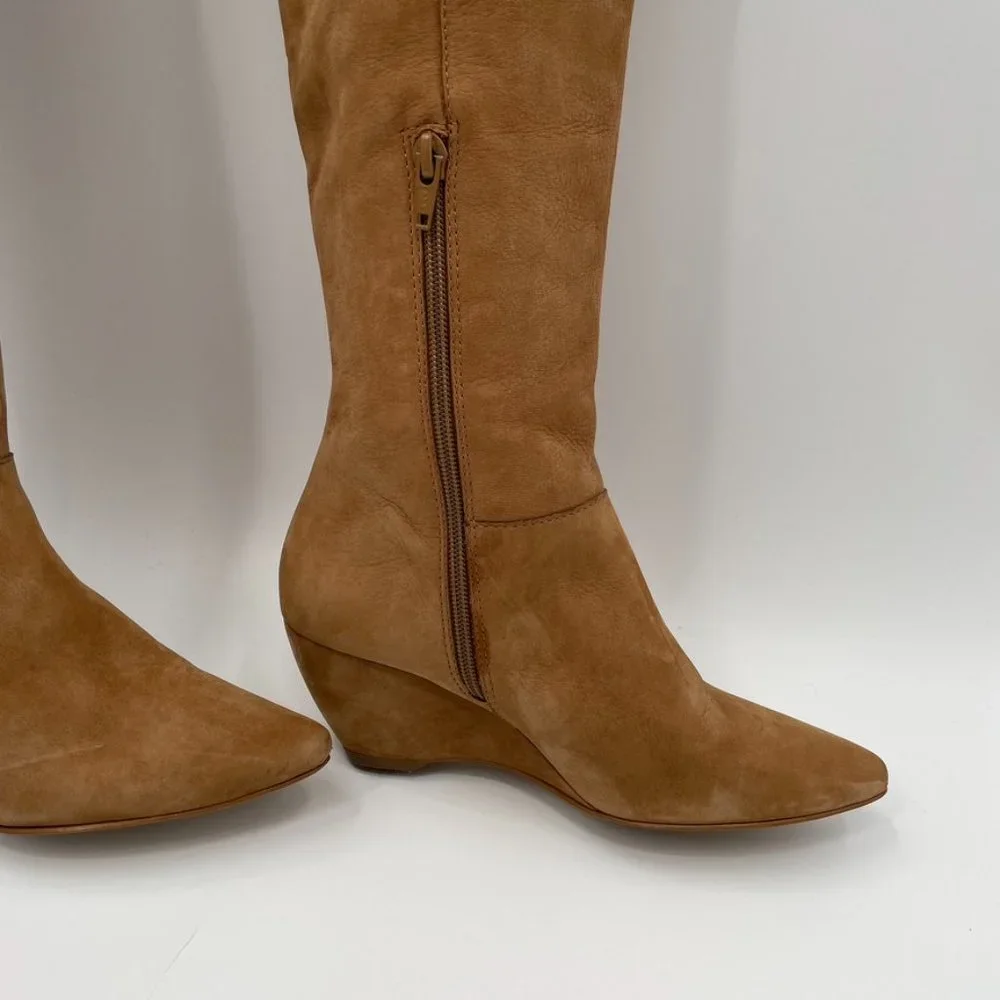 Matisse Womens Tan Suede Leather 1/2 Zip Wedge Boot  Size 6 - Picture 2 of 11